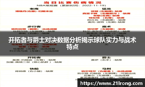 开拓者与爵士对决数据分析揭示球队实力与战术特点